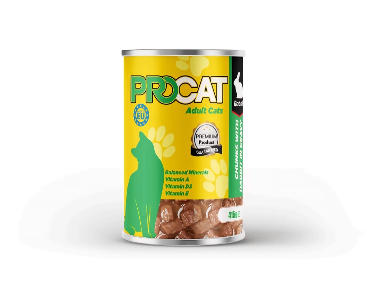 9539AD30-B9ED-42F2-805E-97A531DEC6D0 Pro Cat Wet Food For Adult in Chunks in Gravy with Rabbit 415G - Image 1