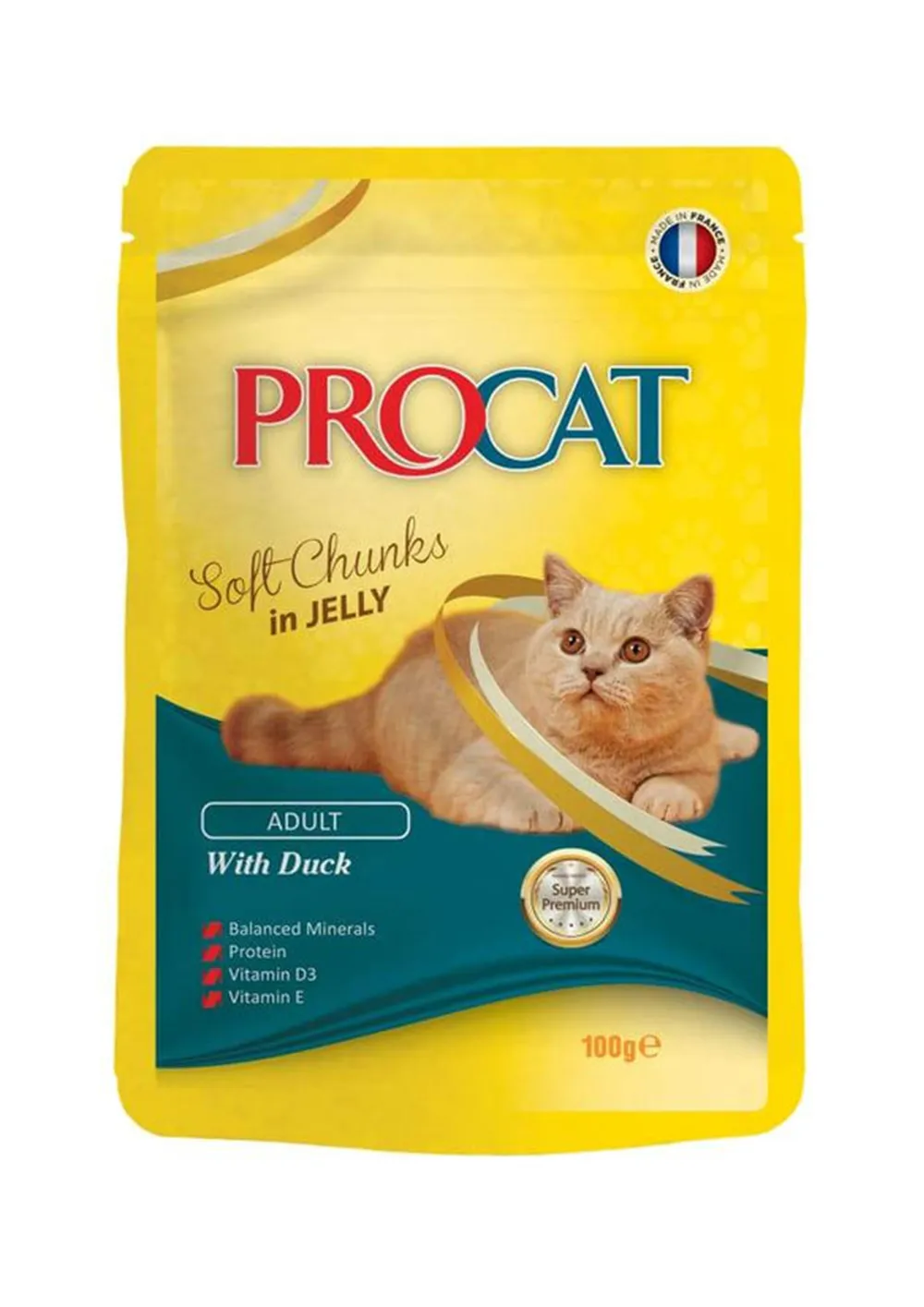 ProCatPouchDuckinJelly100g Procat With Duck In Jelly Adult Cat 100 g - Image 1