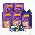 Buy 4 Get 1 | Purina Friskies Beef Chunks in Gravy Wet Cat Food Pouch 85g